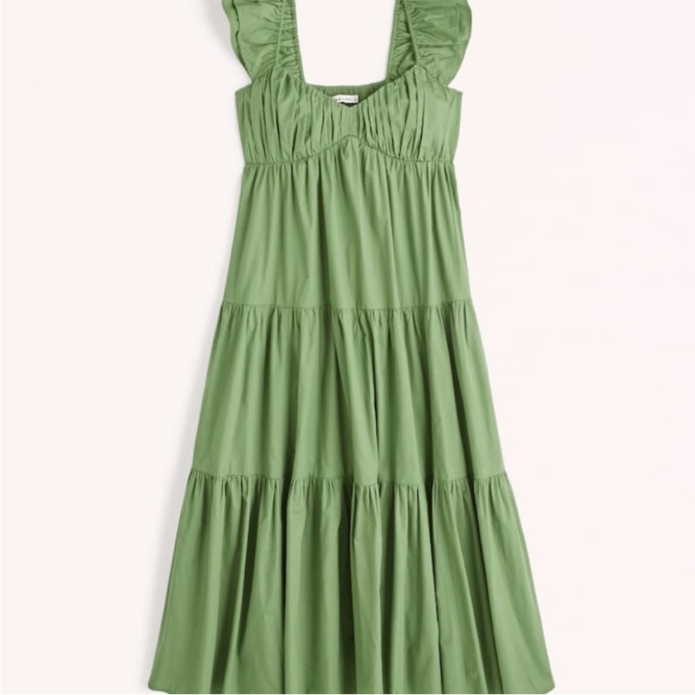 Abercrombie and Fitch Green Cotton Tiered Maxi Dress